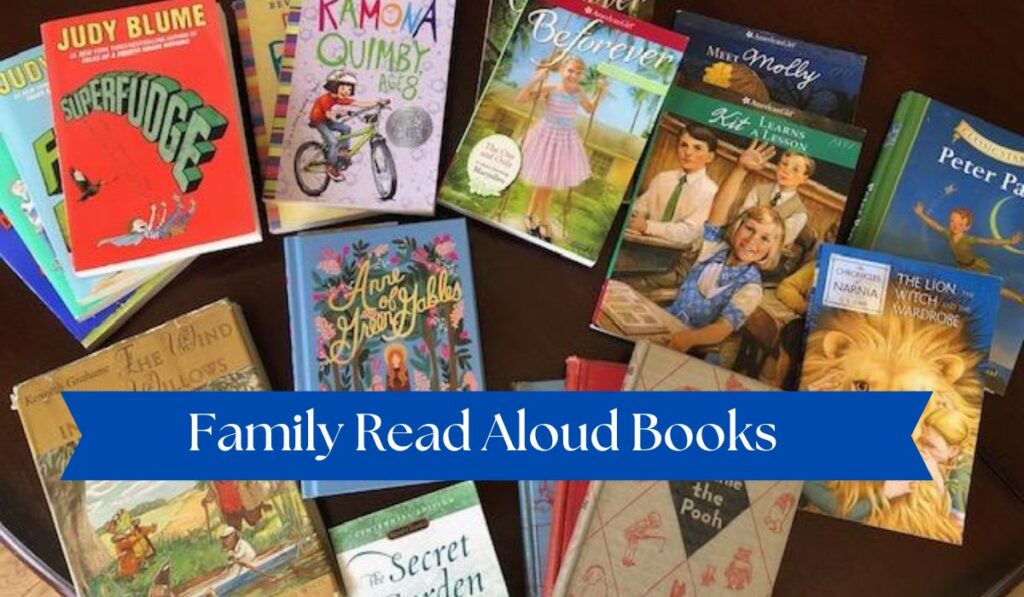 Books on a table for family read aloud books