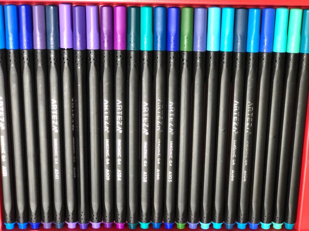 Colored art pens for homeschool art