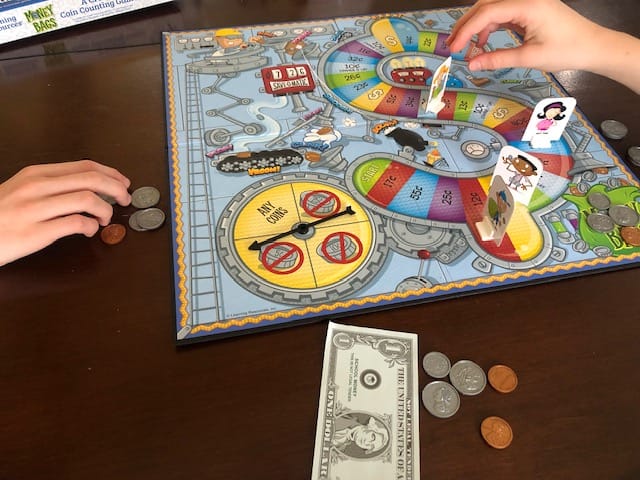 Math board game during homeschool
