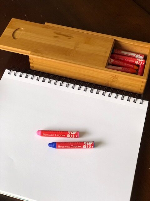 Crayons and blank paper are perfect for a homeschool kindergarten when including them with older children's lessons