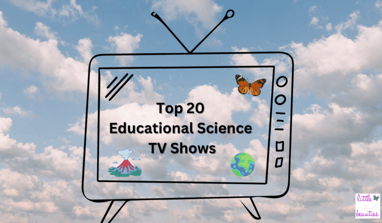 Animation of a TV with Top 20 Educational Science TV Shows on the screen